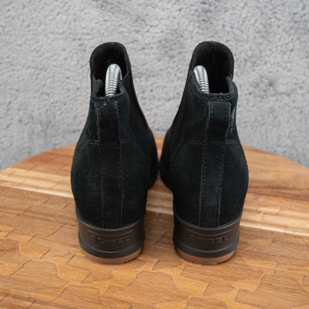 Sorel Joan of Arctic Wedge III Women's  Chelsea Boots Black Leather 8 Shoes - Picture 5 of 7